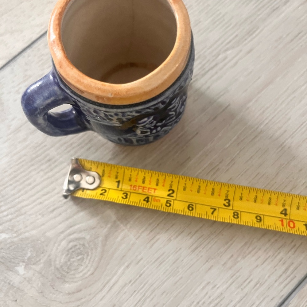 Vintage Blue and Tan Ceramic Mini Mug - Picture 6 of 6